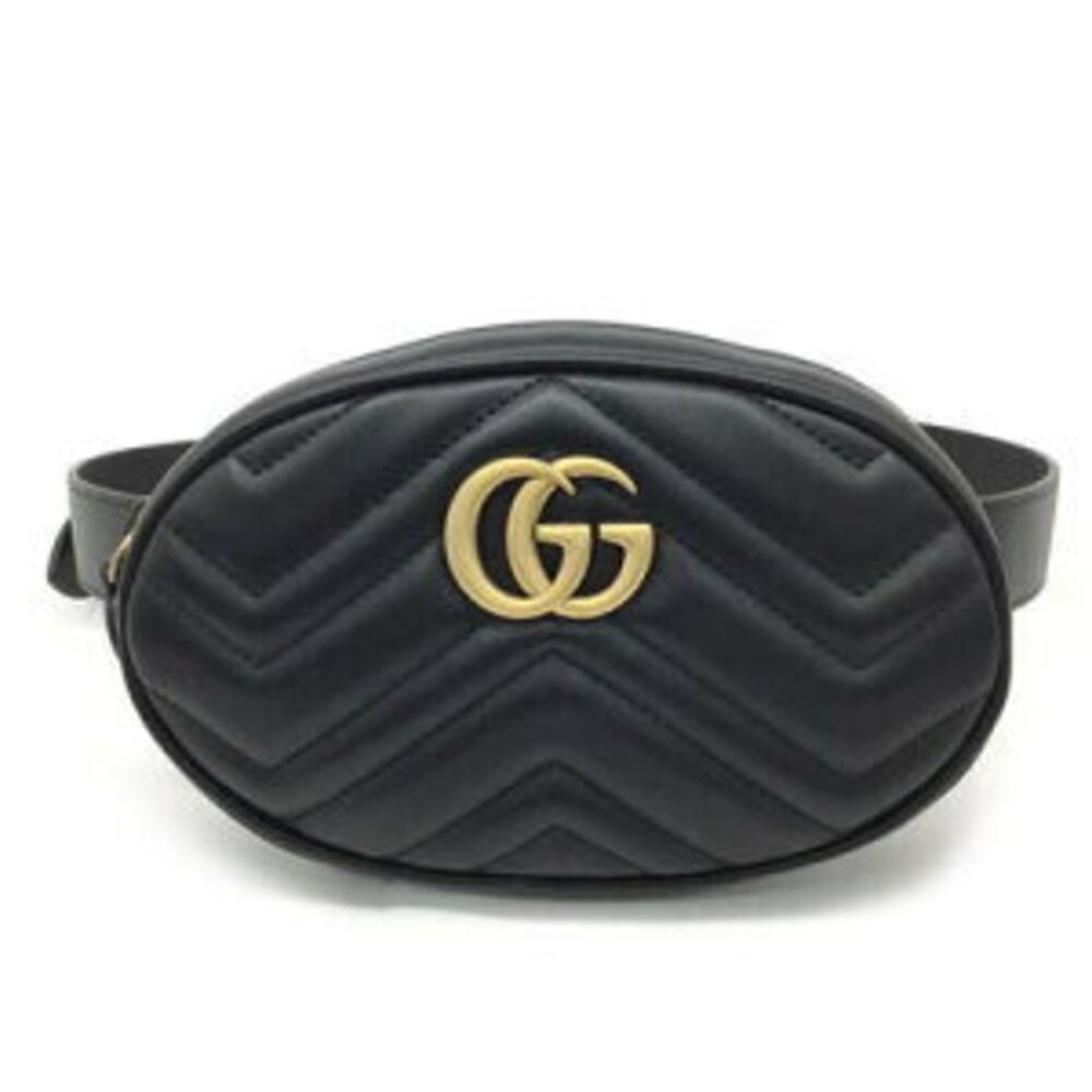 Starts Gucci GG Marmont Leather Belt Bag Waist Black - Picture 1 of 8